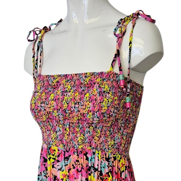 Maaji Bewitched Monet Maxi Dress, Smocked , Tie Straps, Beach, Resort, Size S - Picture 2 of 8